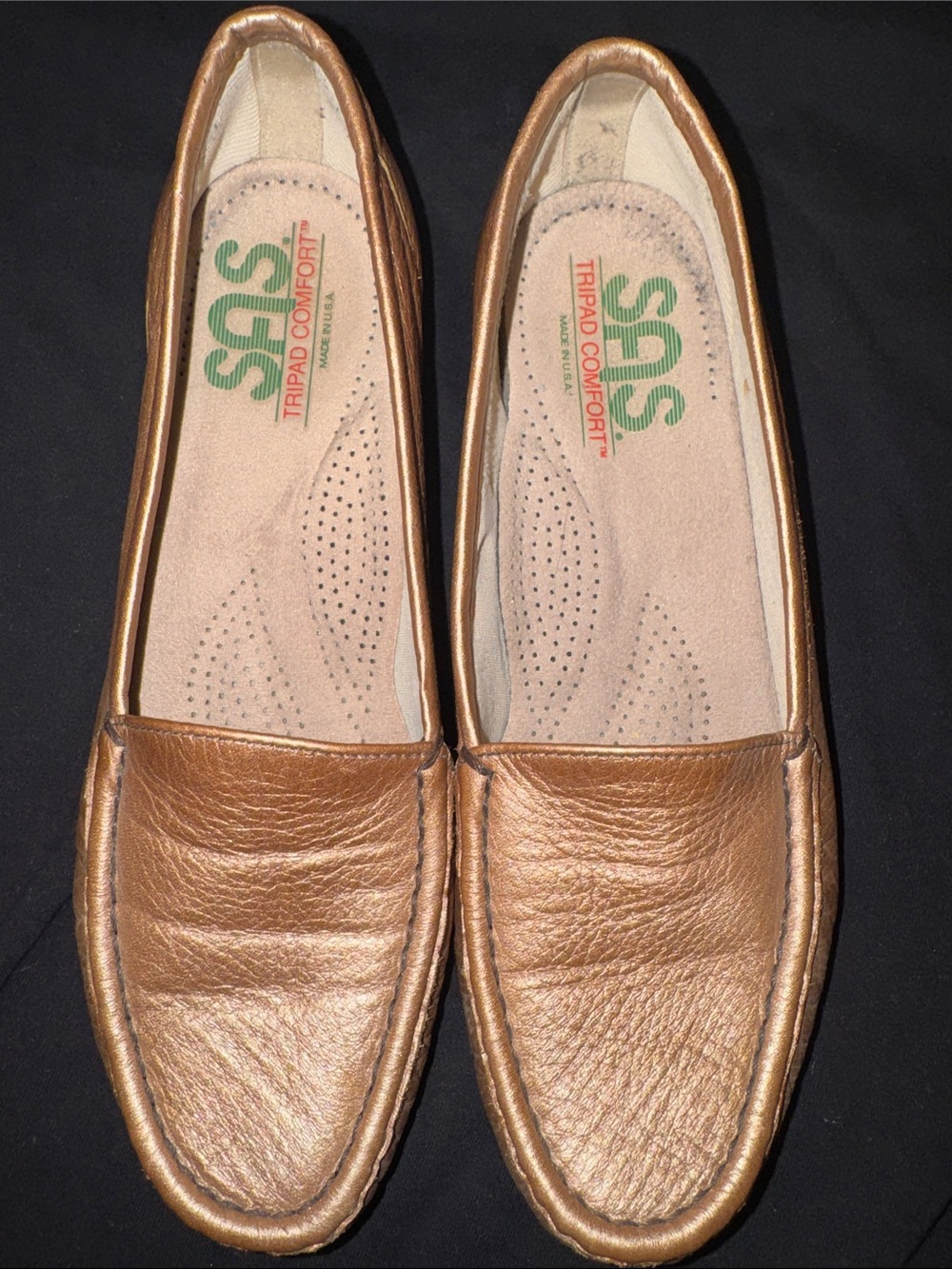 SAS Metallic Copper Slip-On Moccasin Loafers